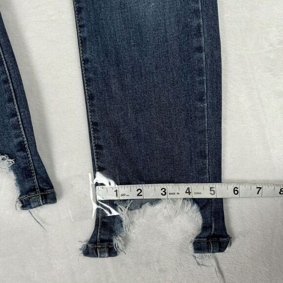 Just Black Skinny Jeans Size 24‎ Cropped Raw Chewed Fringe Hem Mid Rise Stretch - Picture 12 of 15